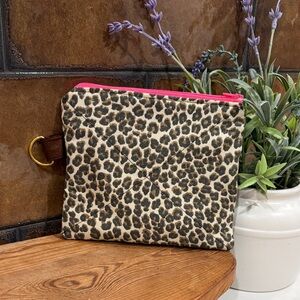 Leopard Print Zippered Pouch | handmade pouch